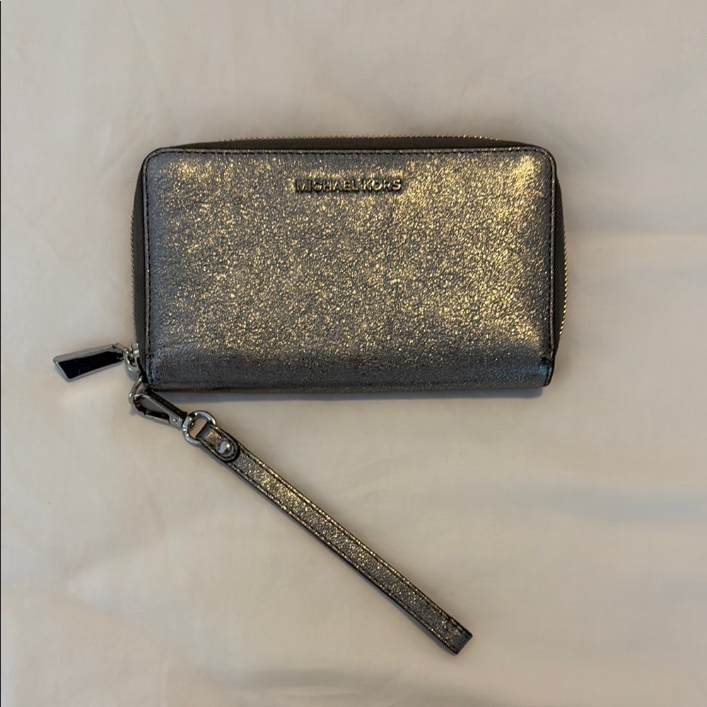 Michael Kors Shimmering Silver Wristlet